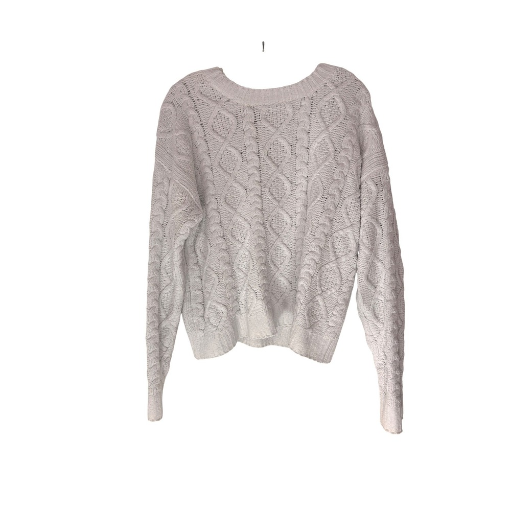 POL Sweater White Cable Knit Crewneck Long Sleeve Neutral Basic Casual‎ Medium